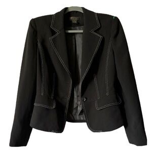 MYSTERY COLLECTION womens black with white dotted blazer